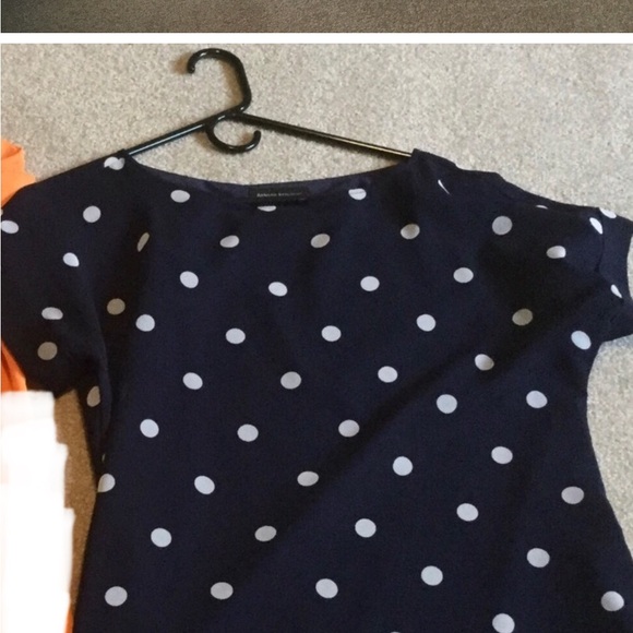 BR Banana Republic navy blouse with white polka dots  size M - Picture 2 of 2